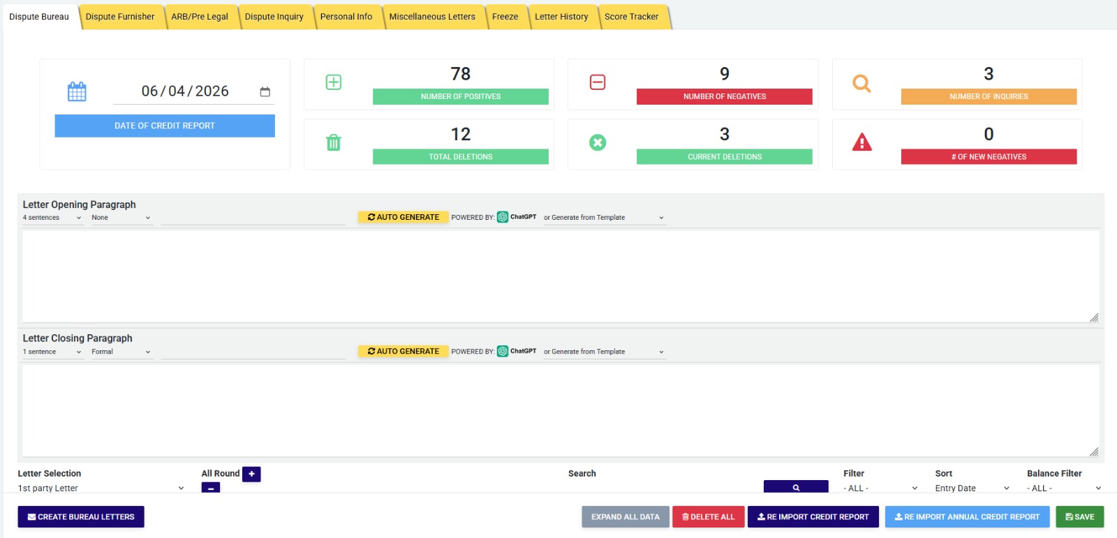 Dispute Engine Dashboard