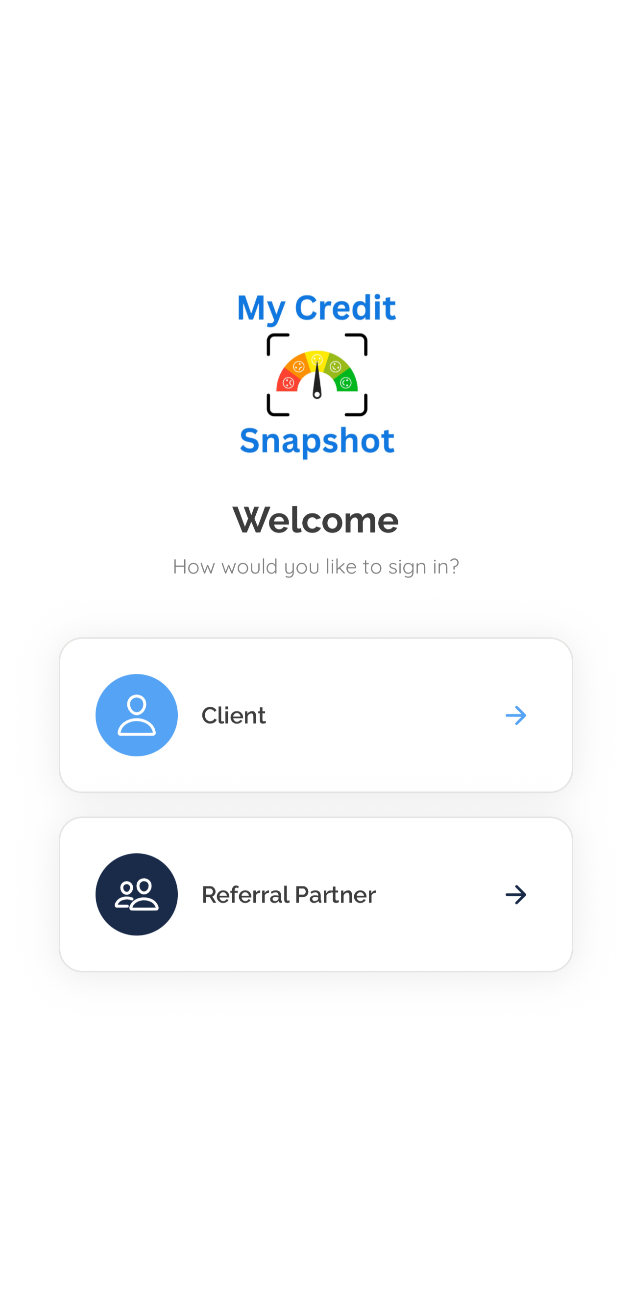 Credit Admiral App - Login Screen